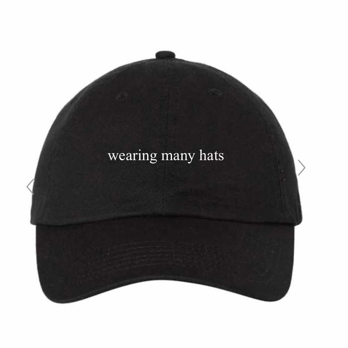 JOCOink wearing many hats embroidered black dad hat (side view) | Lola Monroe Boutique