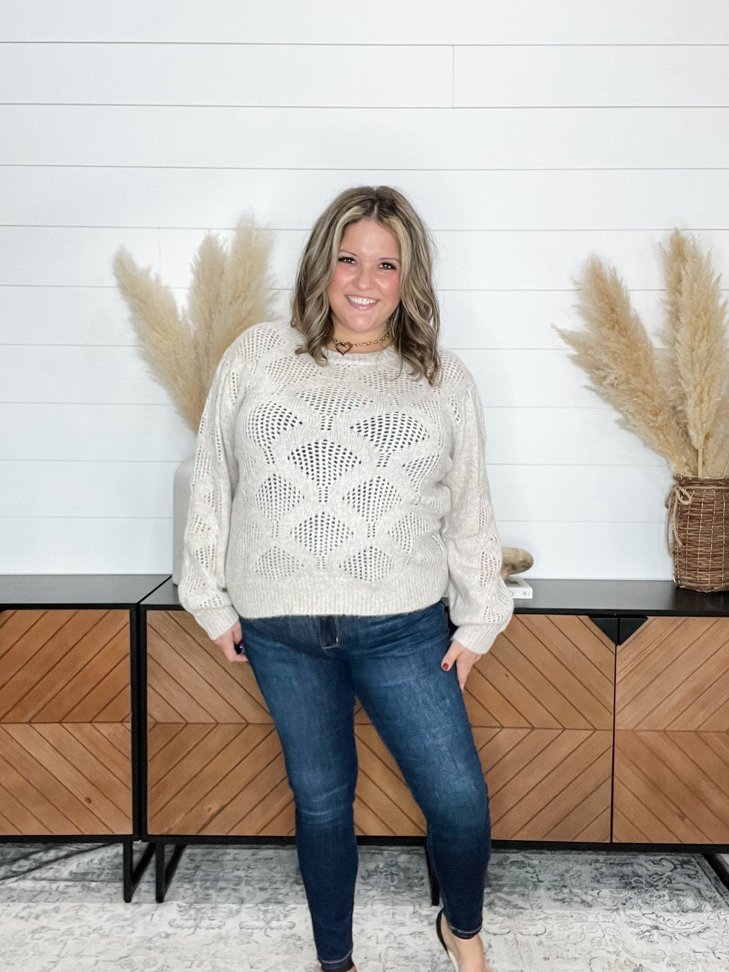 "Hop Along" Wide Weft Long Sleeve Sweater