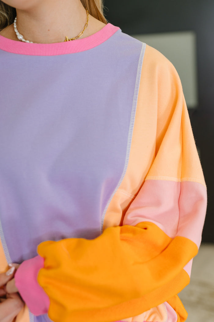 "Endless Summer" Color Block Ribbed Long Sleeve Top
