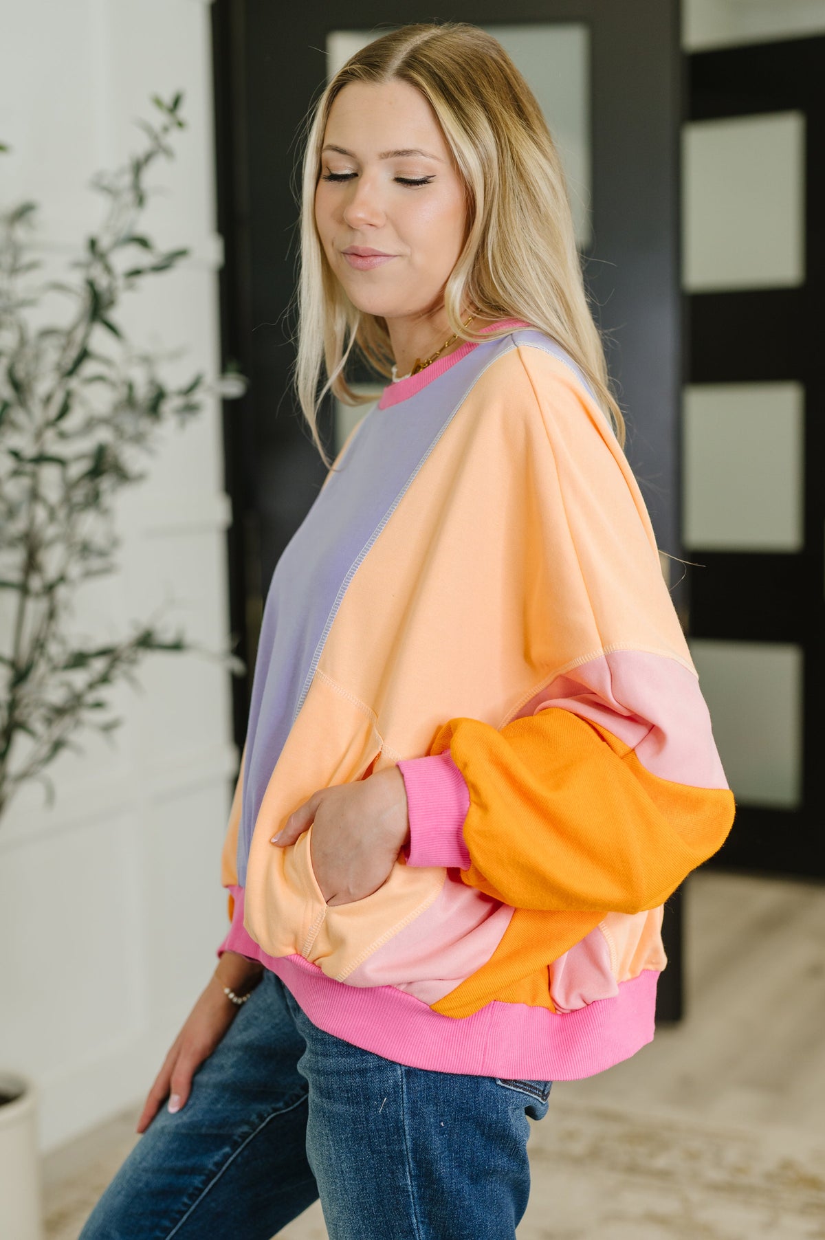 "Endless Summer" Color Block Ribbed Long Sleeve Top