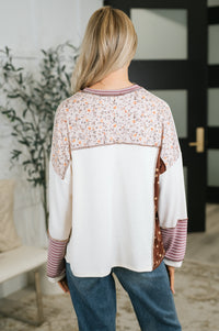 Haptics "Make It Floral" Stripe Henley Pullover