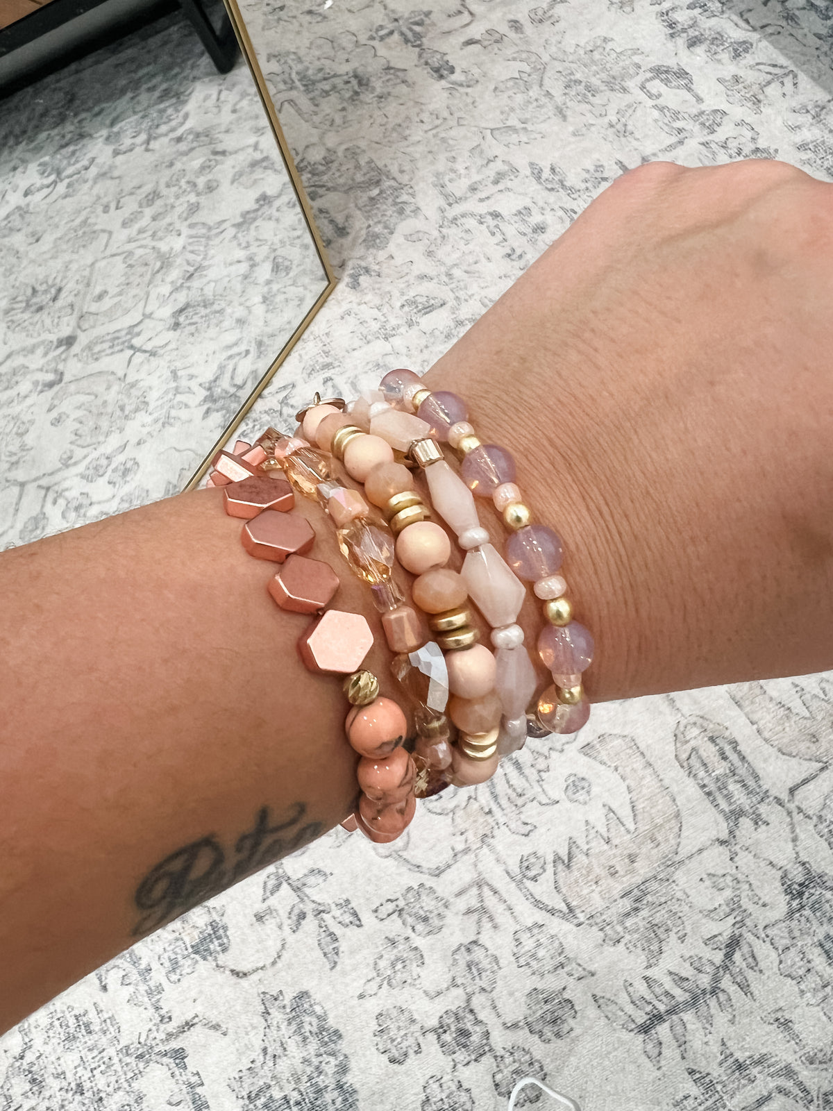 Erimish Hand Strung Beaded Bracelet (Set of 5 Stackable Bracelets)