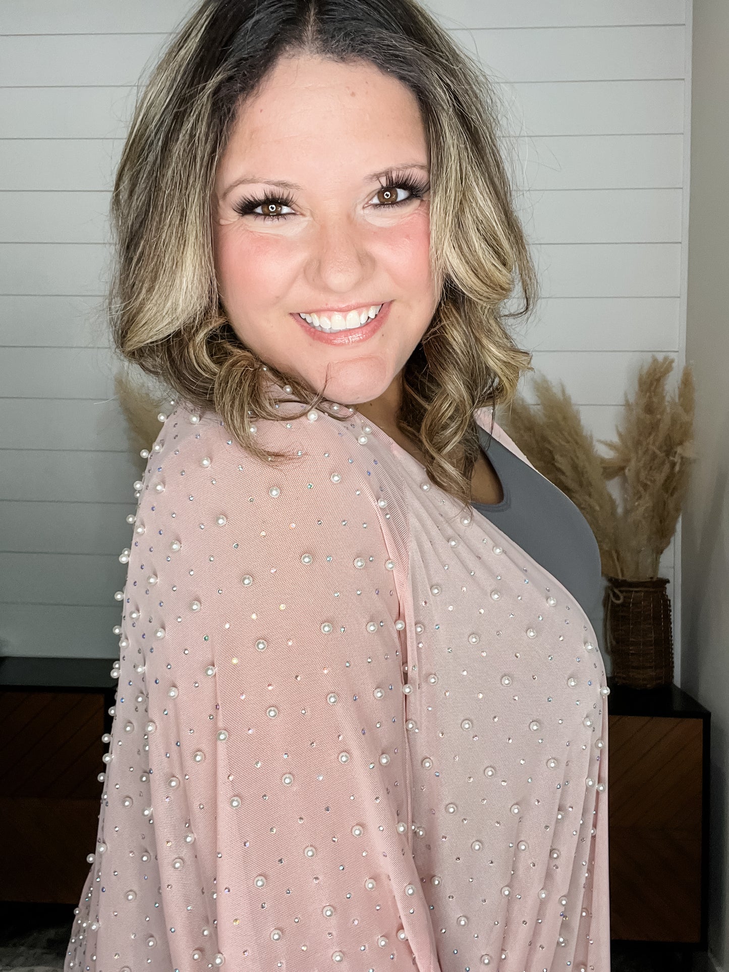 "Glamour" Studs and Pearls Gauzy Cardigan (Multiple Colors)