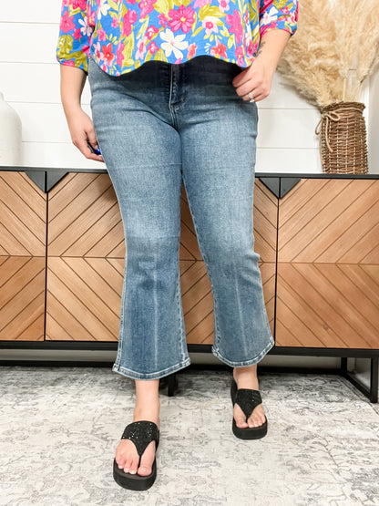 Judy Blue "Sally Mae" Tummy Control Cropped Kick Flare Jeans