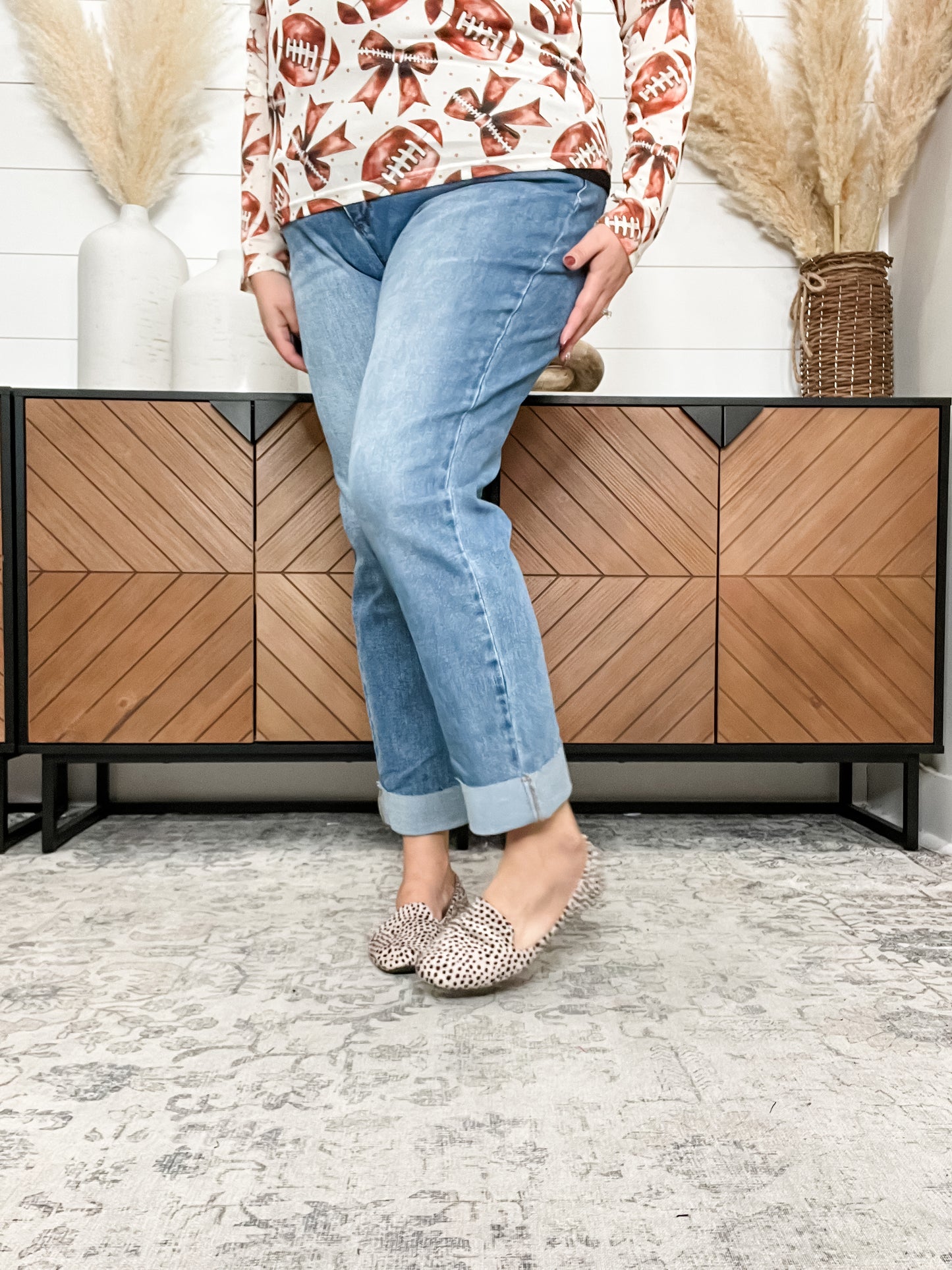Judy Blue "Hastings" Criss Cross Waist Boyfriend Jeans