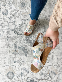 Corkys "Carley" Wedge Sandal (Putty Washed Flower)