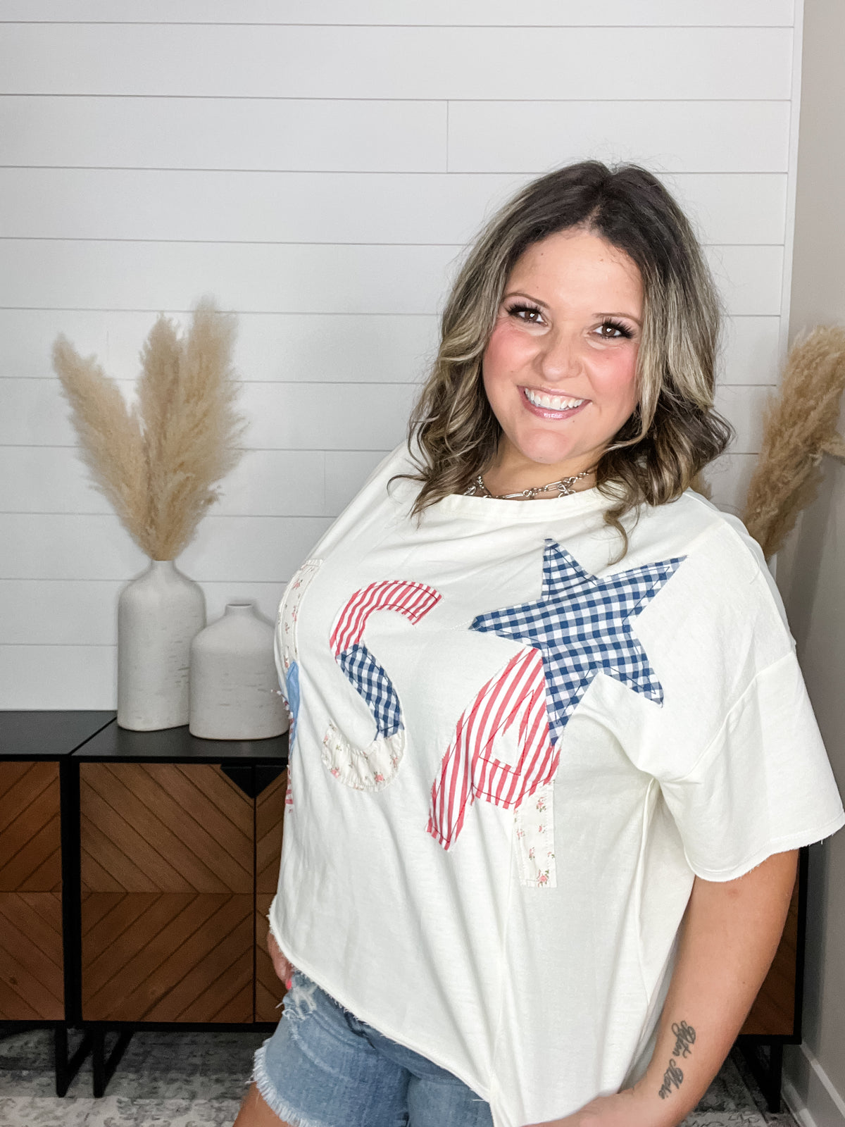 Bibi Patchwork "USA" Oversized Short Sleeve