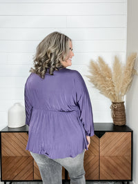 "Undertaking" 3/4 Sleeve V Neck with Elastic Empire Waist (Eggplant)