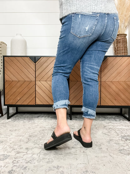 Distressed Cropped Skinny Denim By Zenana