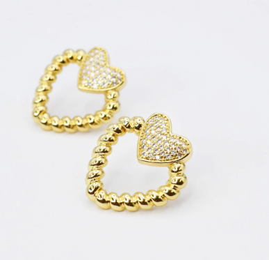 Treasure Jewels Heart Earring "Adore" Stud (Gold & Silver)