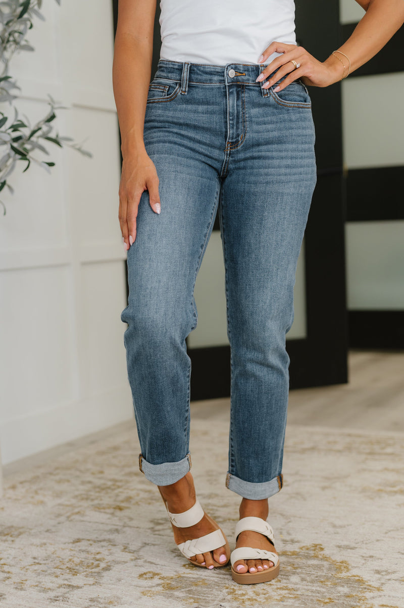Judy Blue "Spunky" Classic Boyfriend Cuffed Jeans