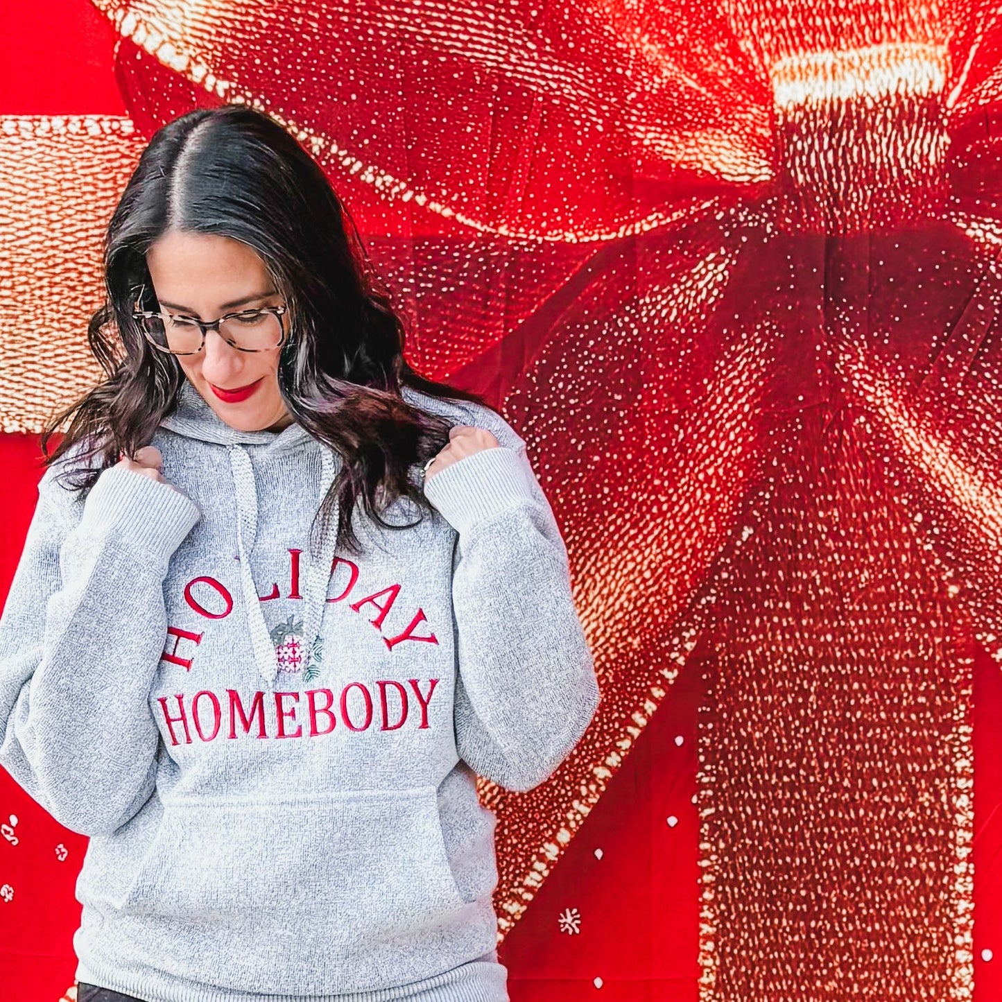 Holiday homebody embroidered knit fleece