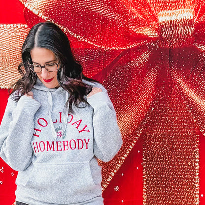 Holiday homebody embroidered knit fleece
