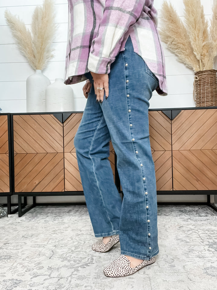 Judy Blue "Tell Me About It" Stud Straight Leg  Jeans