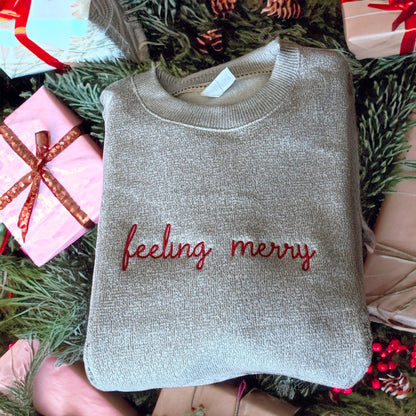 Feeling merry embroidered knit sweatshirt