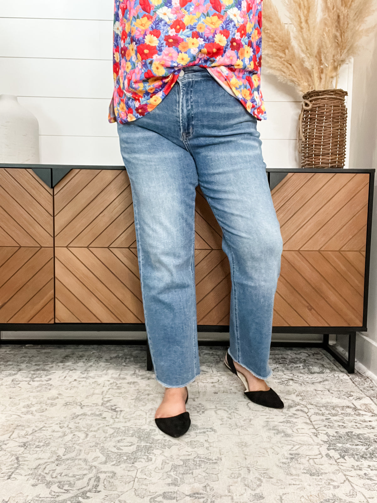 Mica Denim "Serena" Petite Straight Leg Jeans