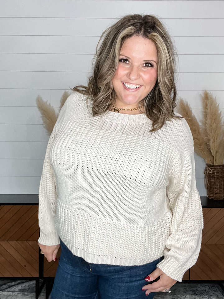 "Gomez" Cropped Balloon Sleeve Sweater