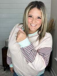 "Racine" Oversized Stripe Colorblock Long Sleeve