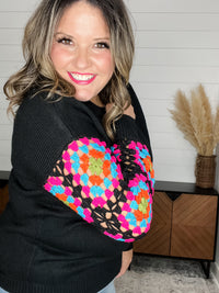 "What's Old Is New Again" Crochet Patchwork Sleeve Sweater
