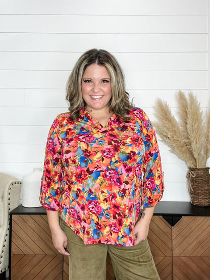 "Fox" 3/4 Sleeve Split Neck