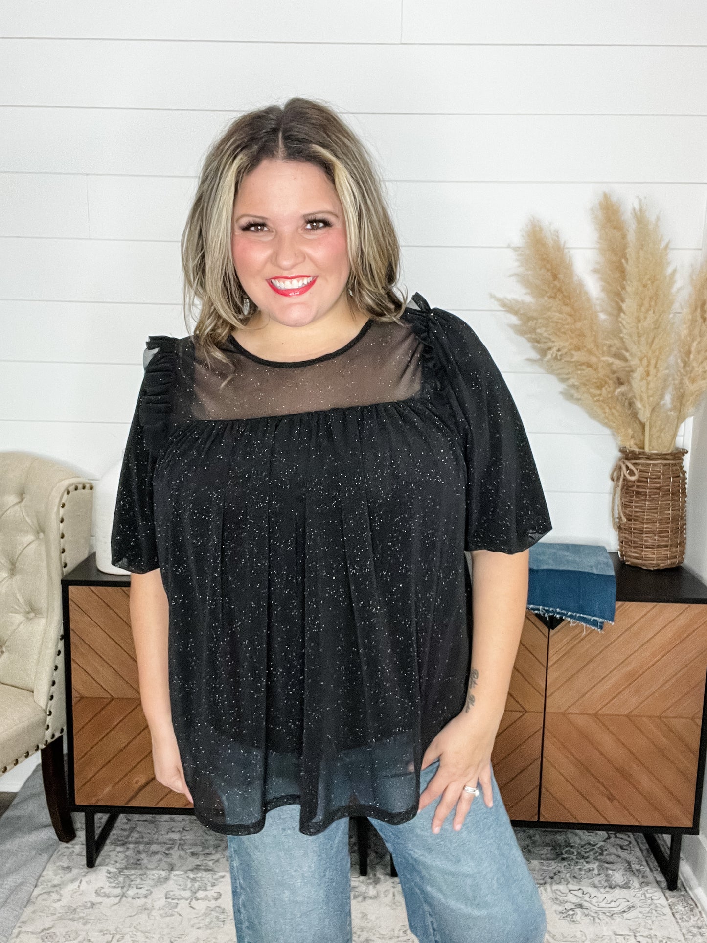 "Ophelia" Sparkle Tulle Bubble Sleeve