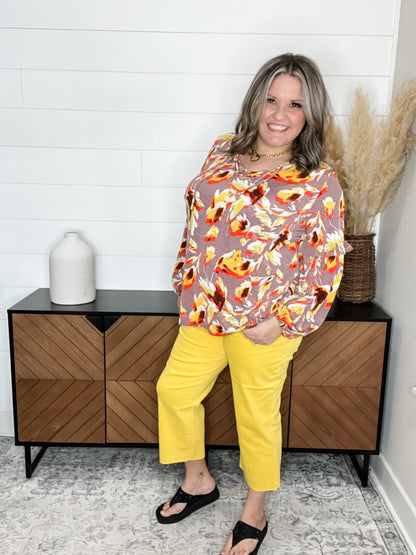 Judy Blue "You Are My Sunshine" Wide Leg Crops