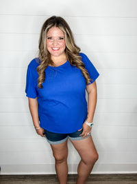 "Rearview" Short Sleeve with Side Slits (Royal Blue)