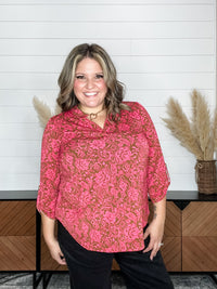 Dear Scarlett "Osprey" 3/4 Sleeve Split Neck