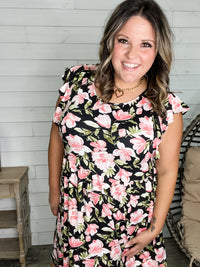 "Uptempo" Flutter Sleeve Midi Dress with Pockets