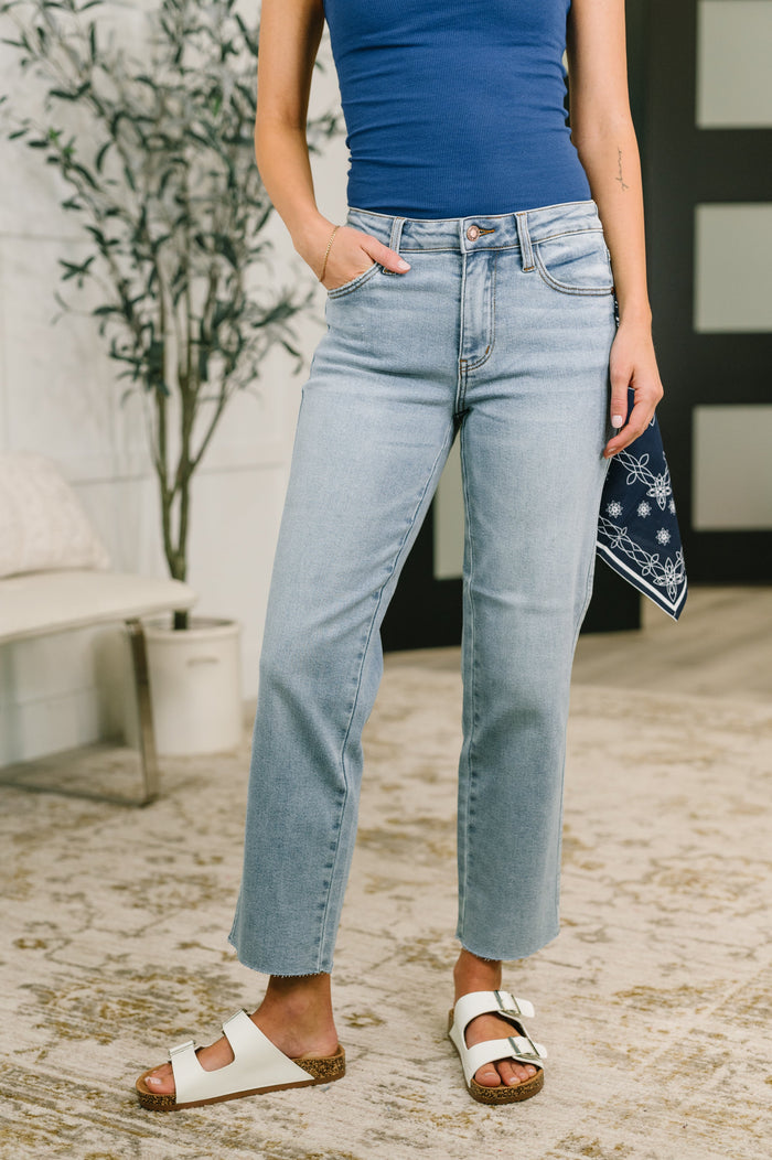 Judy Blue "Eleanor" Petite Ankle Straight w Bandana Loop
