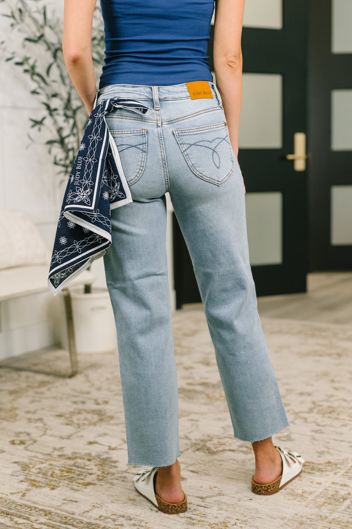 Judy Blue "Eleanor" Petite Ankle Straight w Bandana Loop