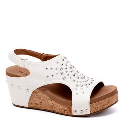 "Docie Doe" Wedge Sandal with Embelishment By Corkys (White)