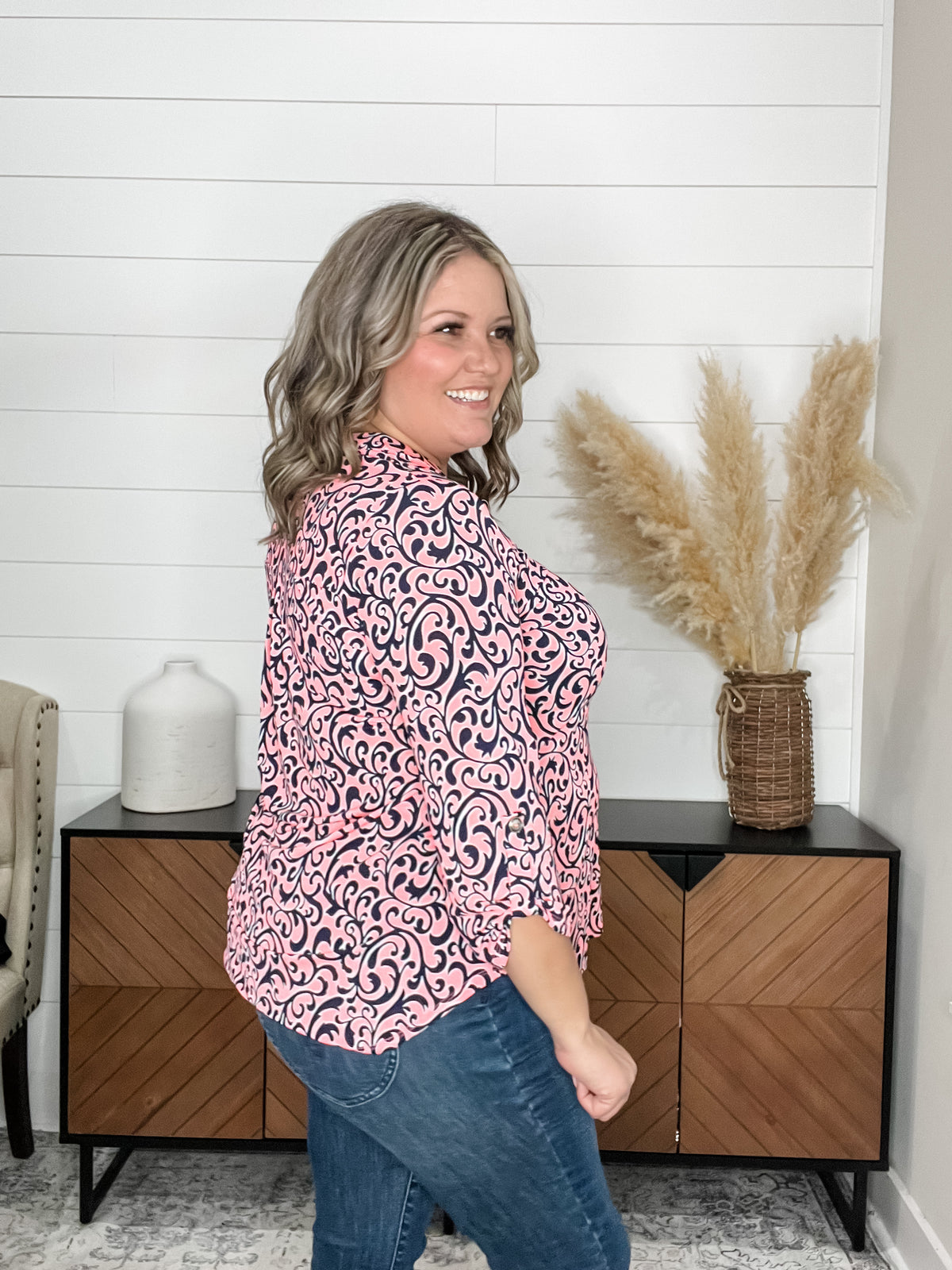 "Pixie Stick" Dear Scarlett 3/4 Sleeve Split Neck