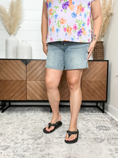 Judy Blue "All The Ways" Mid Thigh Raw Hem Shorts