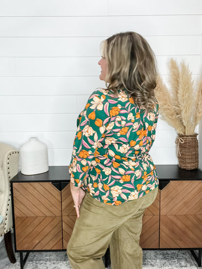 "Giraffe" 3/4 Sleeve Split Neck