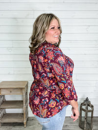 "Audra" 3/4 Sleeve Split Neck