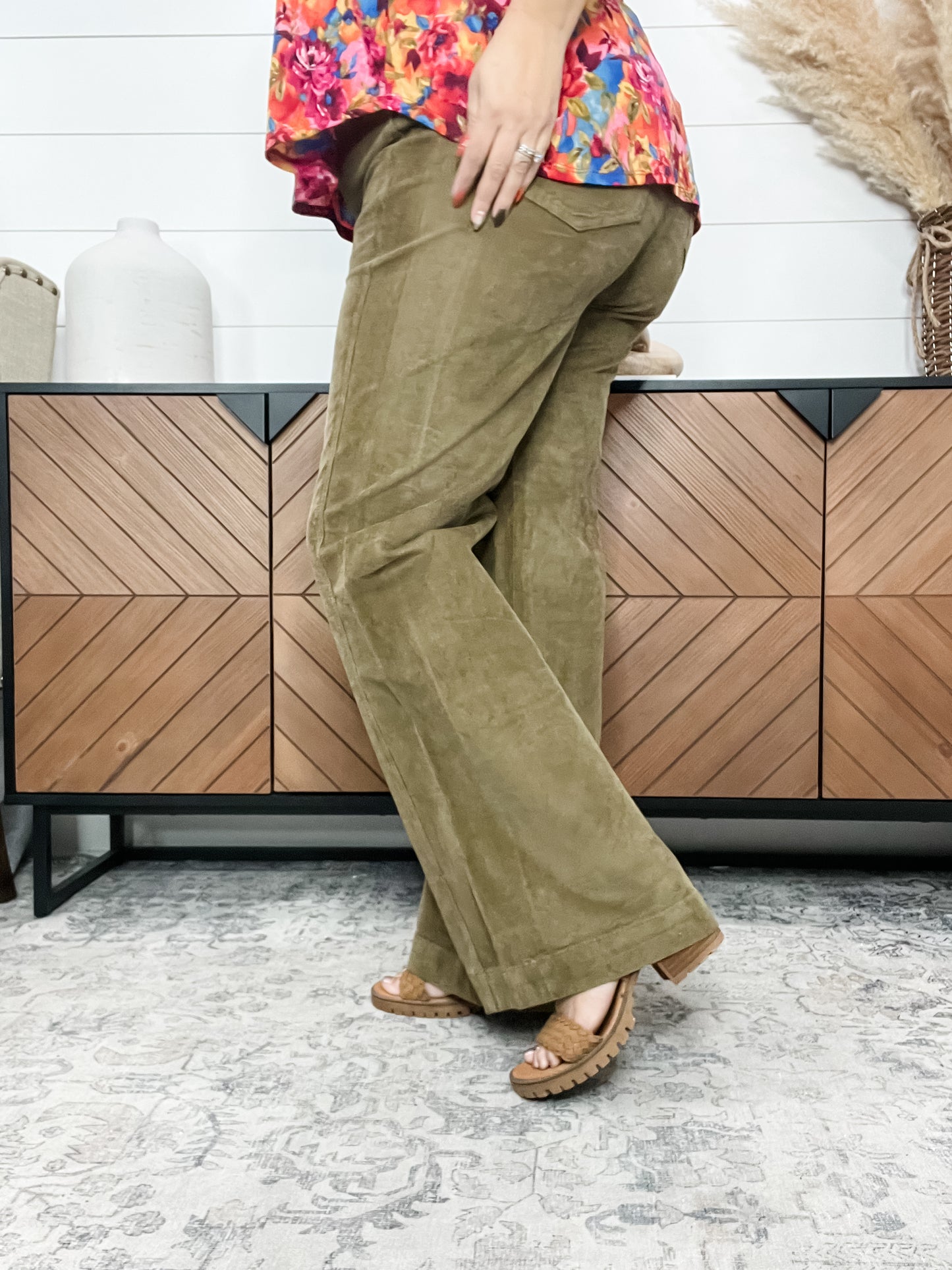 Judy Blue Olive Corduroy Wide Leg Jeans