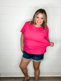 "Rearview" Short Sleeve with Side Slits (Fuchsia)