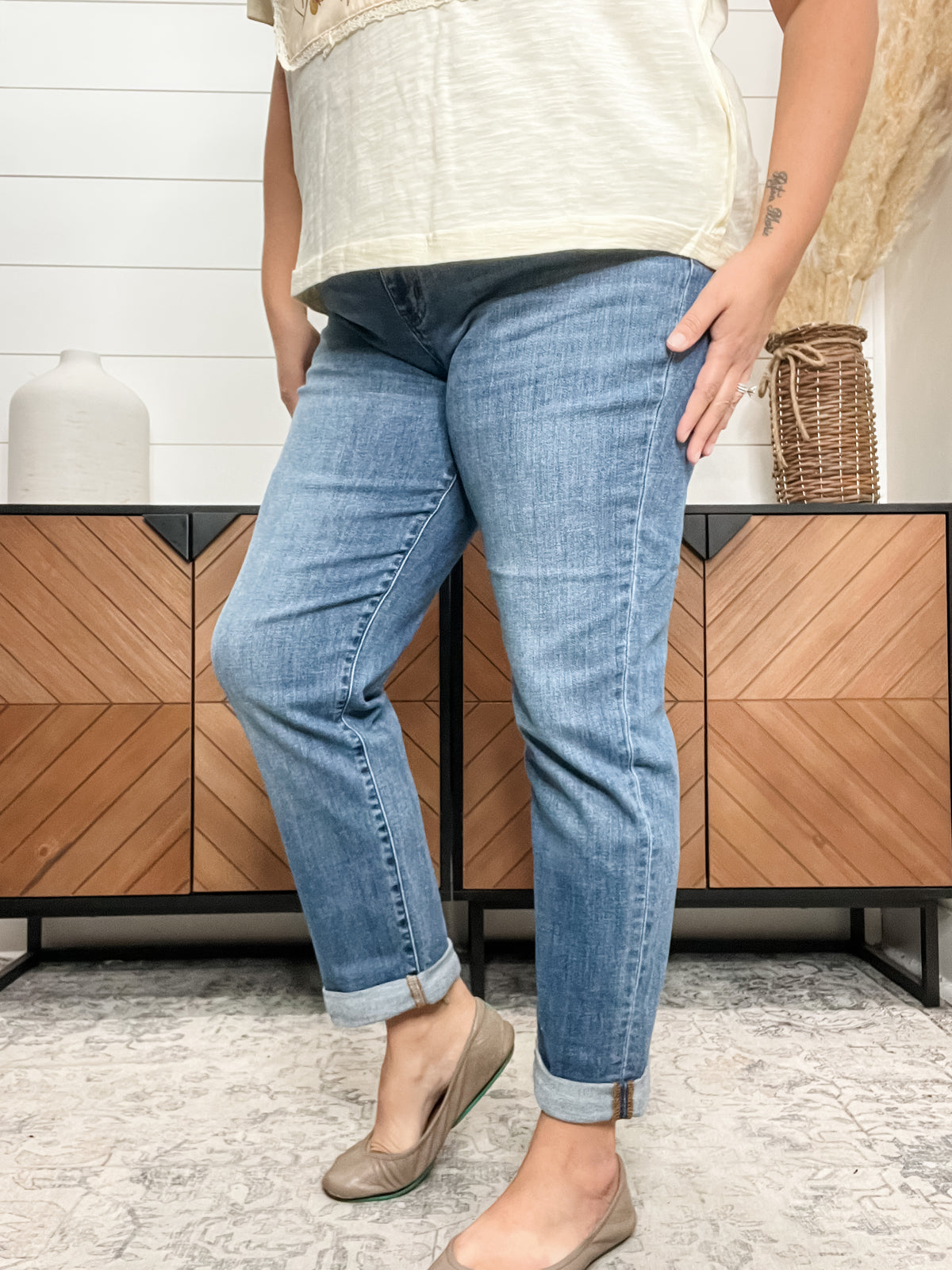 Judy Blue "Spunky" Classic Boyfriend Cuffed Jeans
