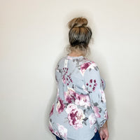 "Well Maybe" Floral 3/4 Sleeve Split Neck