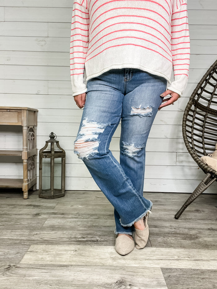Judy Blue "Barrel Race" Frayed Hem Bootcut Jeans