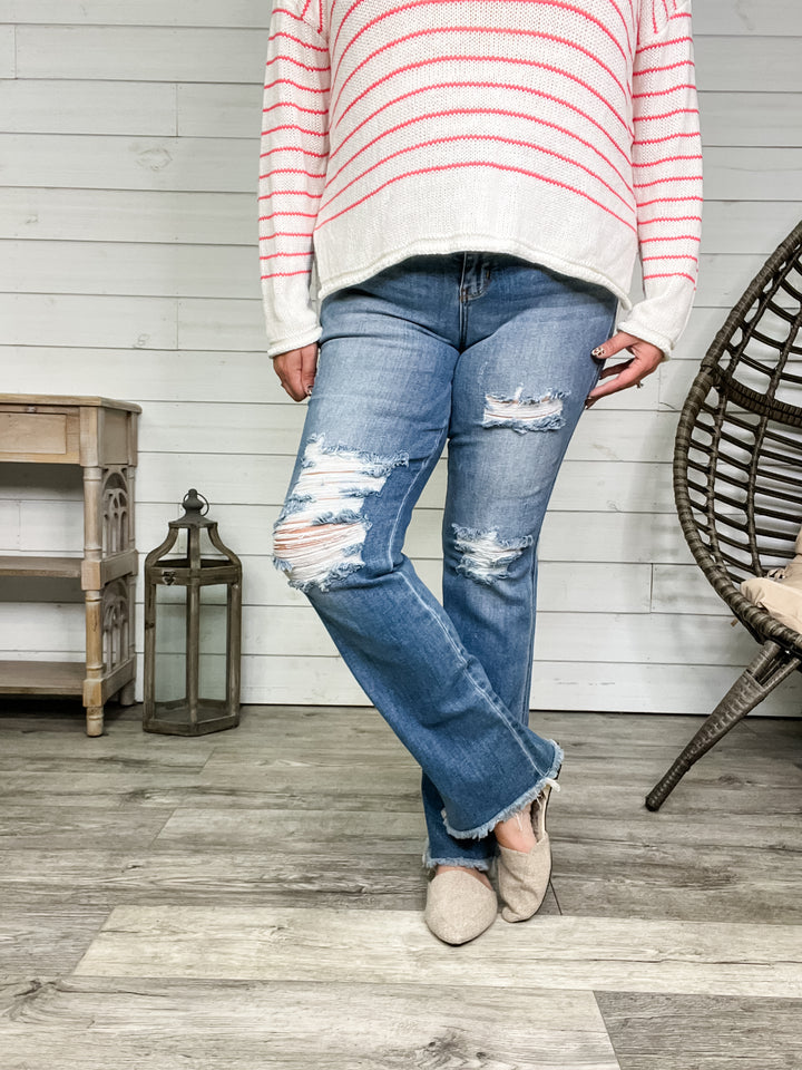 Judy Blue "Barrel Race" Frayed Hem Bootcut Jeans