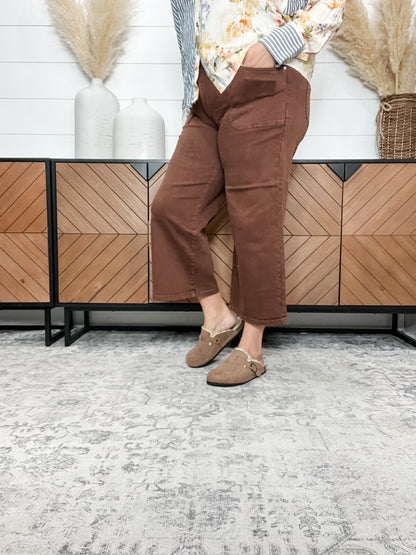 Judy Blue Maple Utility Pocket Wide Leg Crop