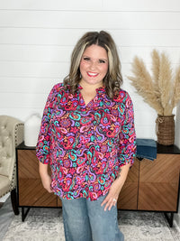 Dear Scarlett "Kingfisher" 3/4 Sleeve Split Neck