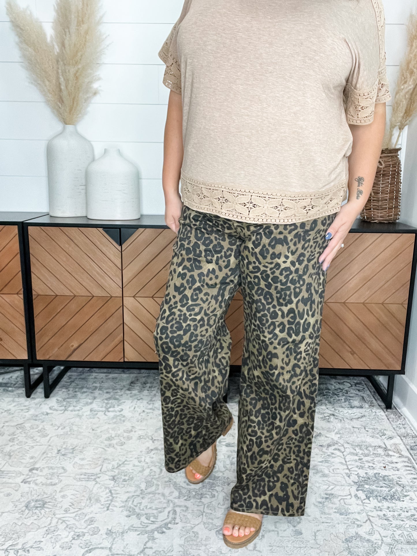 Judy Blue Leopard Wide Leg Jeans