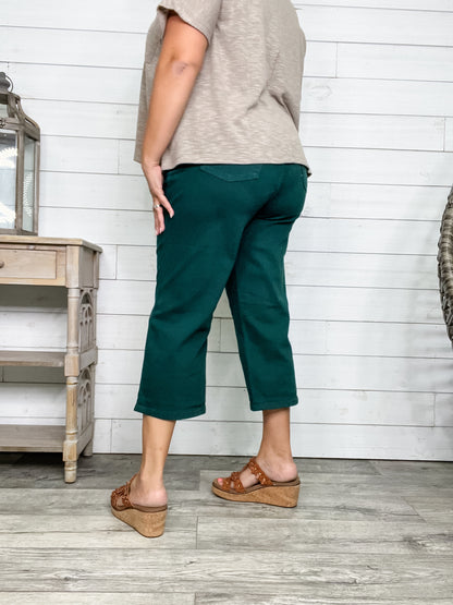 Judy Blue "The Real Teal" Tummy Control Wide Leg Crops