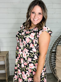 "Uptempo" Flutter Sleeve Midi Dress with Pockets