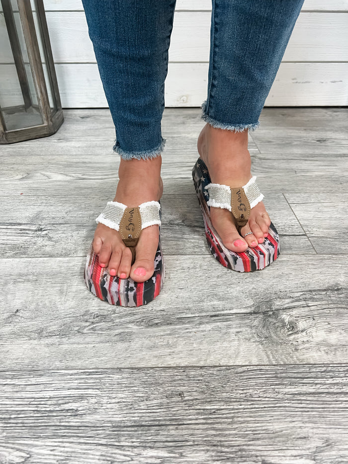 Gypsy Jazz Flip Flops (United Bling White)