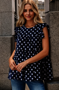 "Compatible" Flutter Sleeve Tiered Top