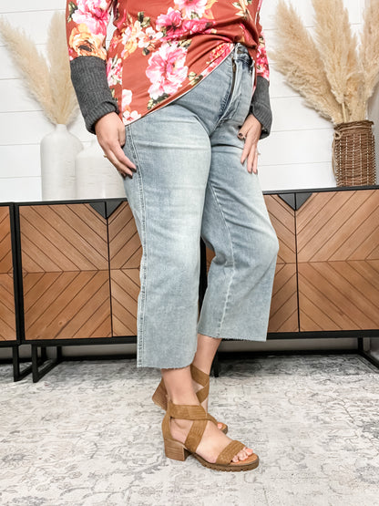Judy Blue "Smashing and Dashing" Tummy Control Wide Leg Crop
